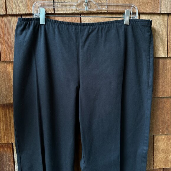 EUC Eileen Fisher Black Cotton Elastic Waist Pants w/Side Zip in Women's X-Large - Picture 2 of 7